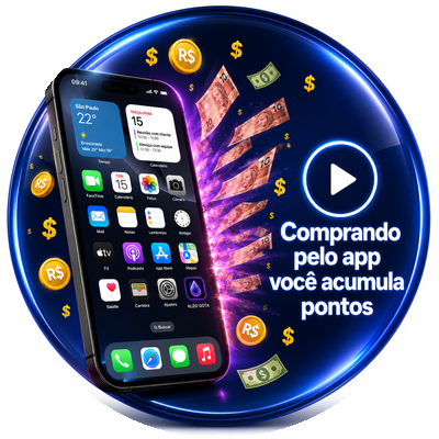 Comprando pelo app você acumula pontos e tem acesso a outros produtos